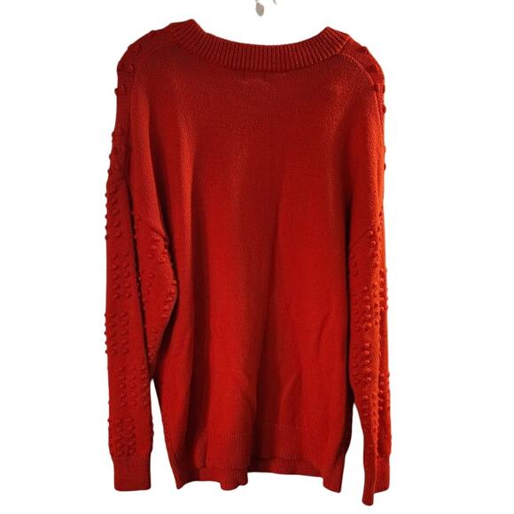 Lego Women's Red Textured Thick Pom Pom Sweater Size Large - Picture 3 of 6